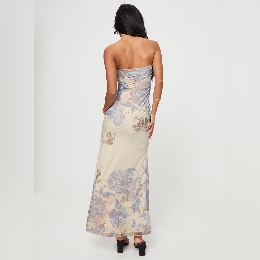 Princess Polly Kyanne High Split Maxi Dress Cream Multi - Picture 5 of 5